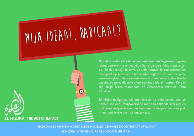 Achterkant El Hizjra flyer Radicaal Schrijven
